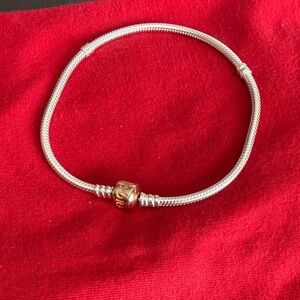 Pandora Silver Bracelet with rose clasp.
